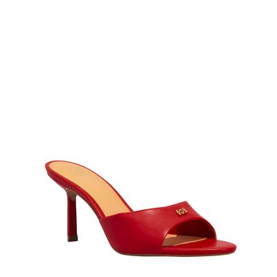 Mule Couro Pelica Salto Fino Médio Vermelho
