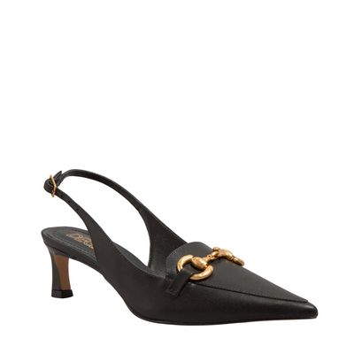 Scarpin Slingback Couro Preto