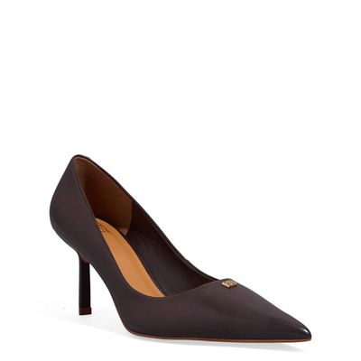 Scarpin Couro Pelica Bico Fino Salto Alto Marrom